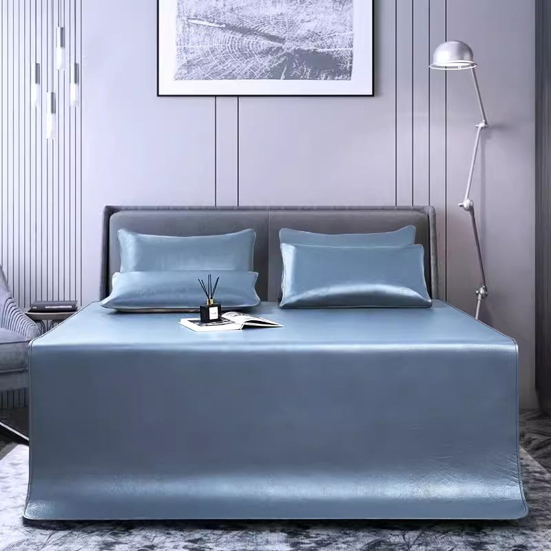 QIYI Indigo mat 5.5 (with pillowcase) Three piece cowhide mat set for two people, comfortable and thick leather mattress, premium top layer cowhide cool mat