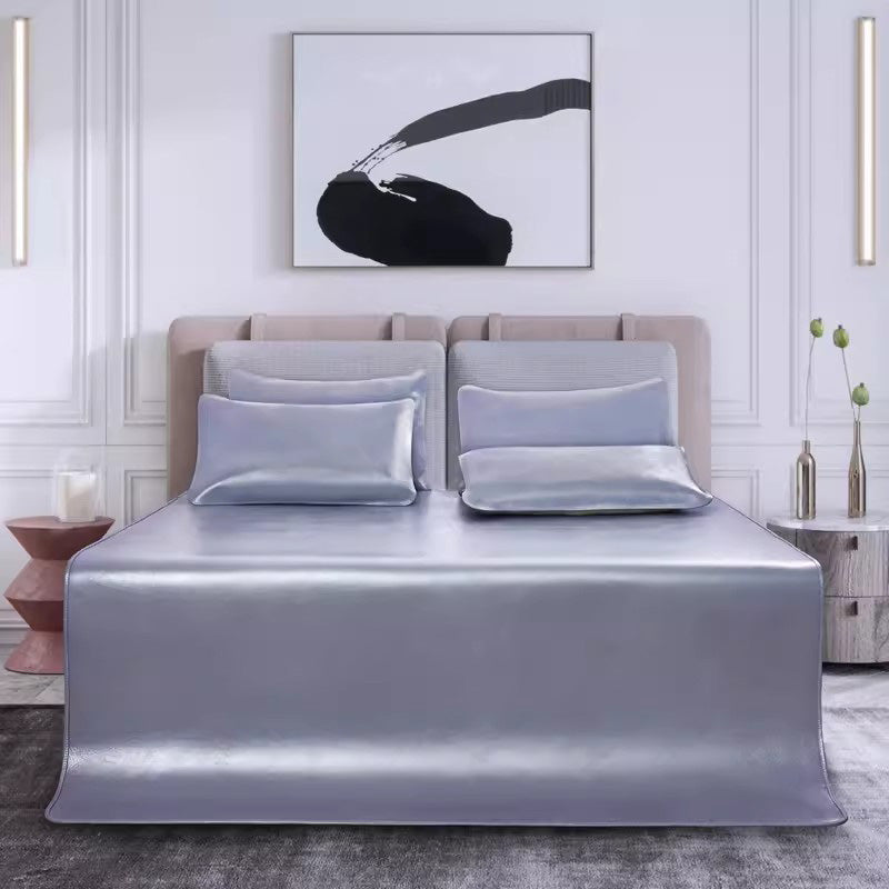 QIYI Dark Grey Soft Mat: 5.5 (with pillowcase) Three piece cowhide mat set for two people, comfortable and thick leather mattress, premium top layer cowhide cool mat