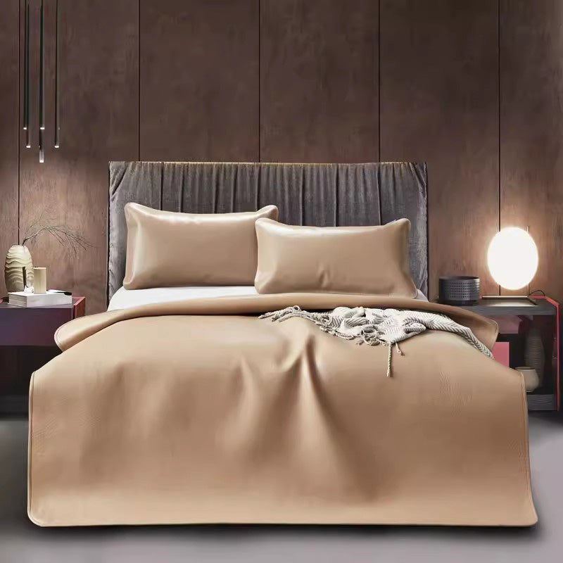 QIYI Camel mat 5.5 (with pillowcase) Three piece cowhide mat set for two people, comfortable and thick leather mattress, premium top layer cowhide cool mat