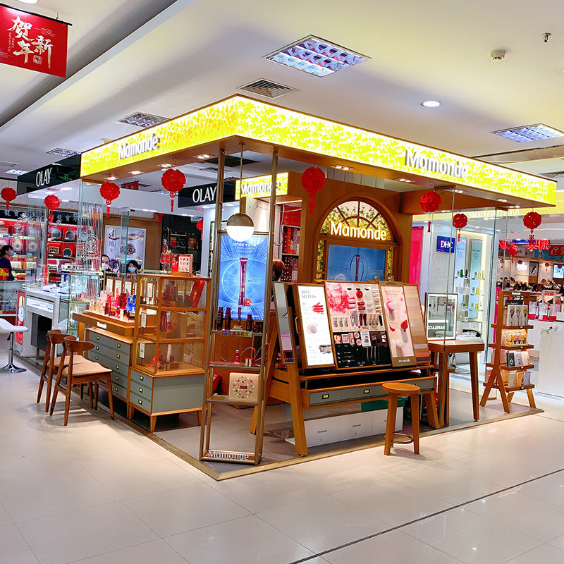 TONGJIE  Dream Cosmetics Fujian Sanming (shopping mall brand skin care products display cabinet design production and installation)