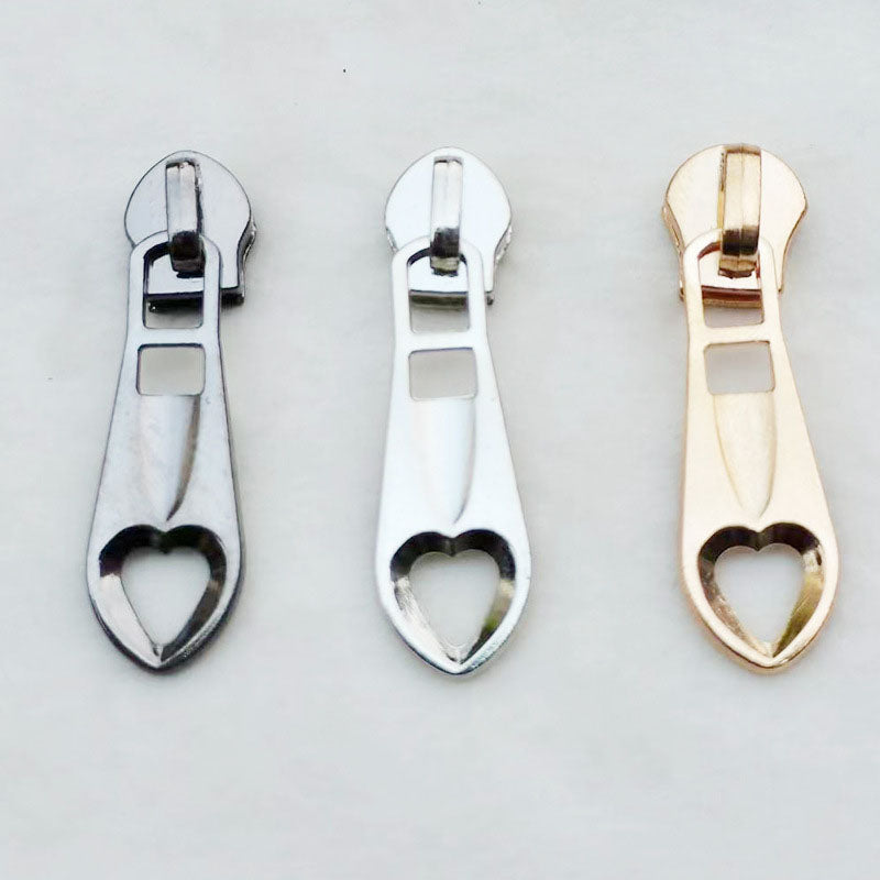 ANXIN 5# peach heart piece heart-shaped zipper puller luggage accessories slider puller factory direct electroplating love zipper puller