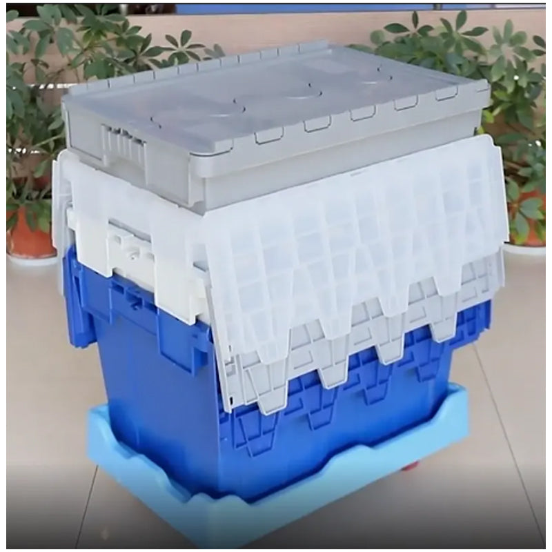 fushida Plastic turnover box with cover angled insert Attached lid nestable crate(Starting batch 500)