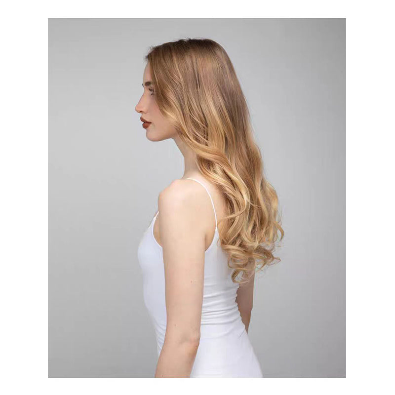 aoxuan Wig piece female fishing line hair extension piece foreign trade chemical fiber matte high temperature long curly hair(Starting batch 100) Natural hair long curly hair
