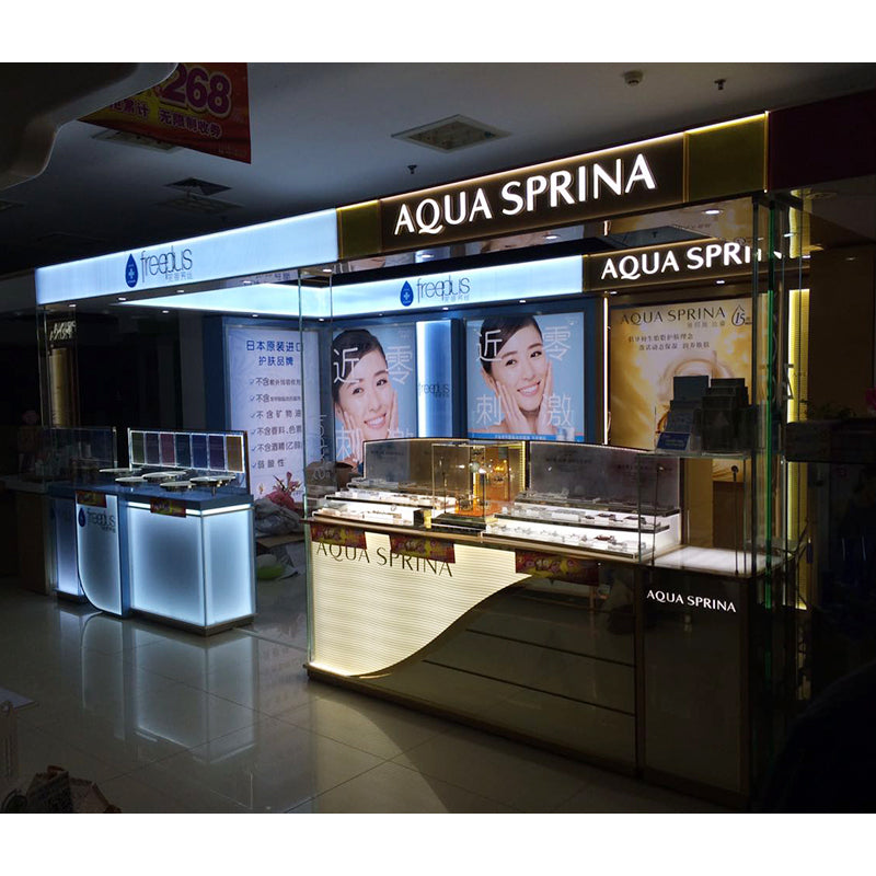 TONGJIE  AQUA SPRINA Xinjiang Urumqi store (design, production and installation of branded cosmetic display cases in shopping malls)