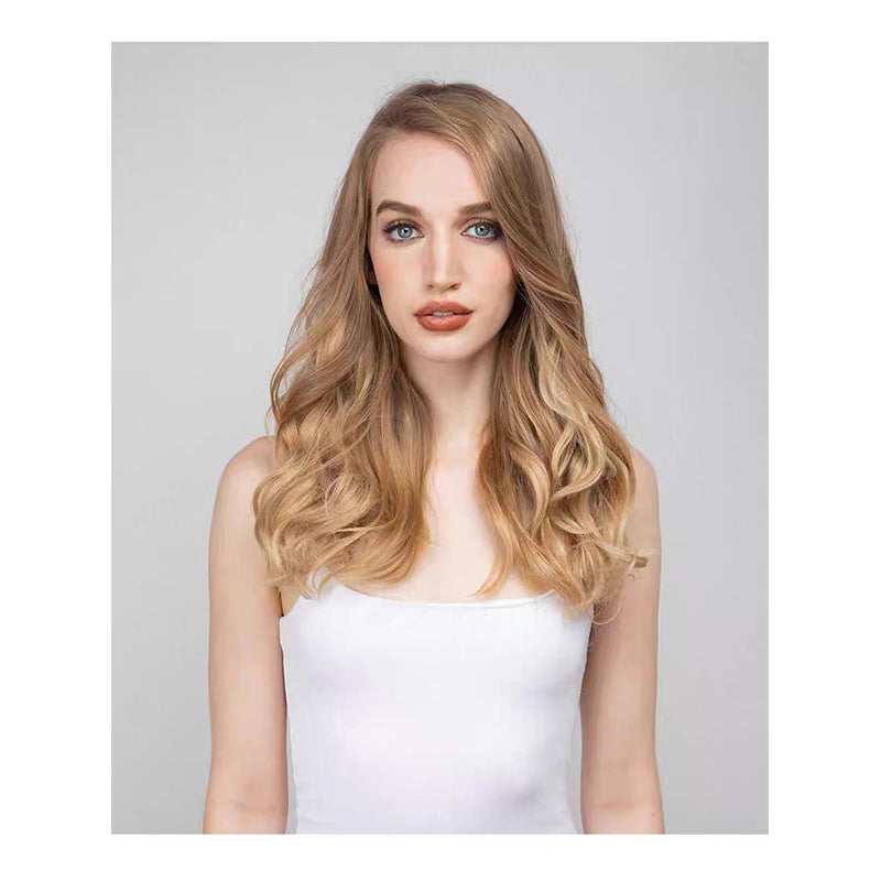 aoxuan Wig piece female fishing line hair extension piece foreign trade chemical fiber matte high temperature long curly hair(Starting batch 100) Natural hair long curly hair