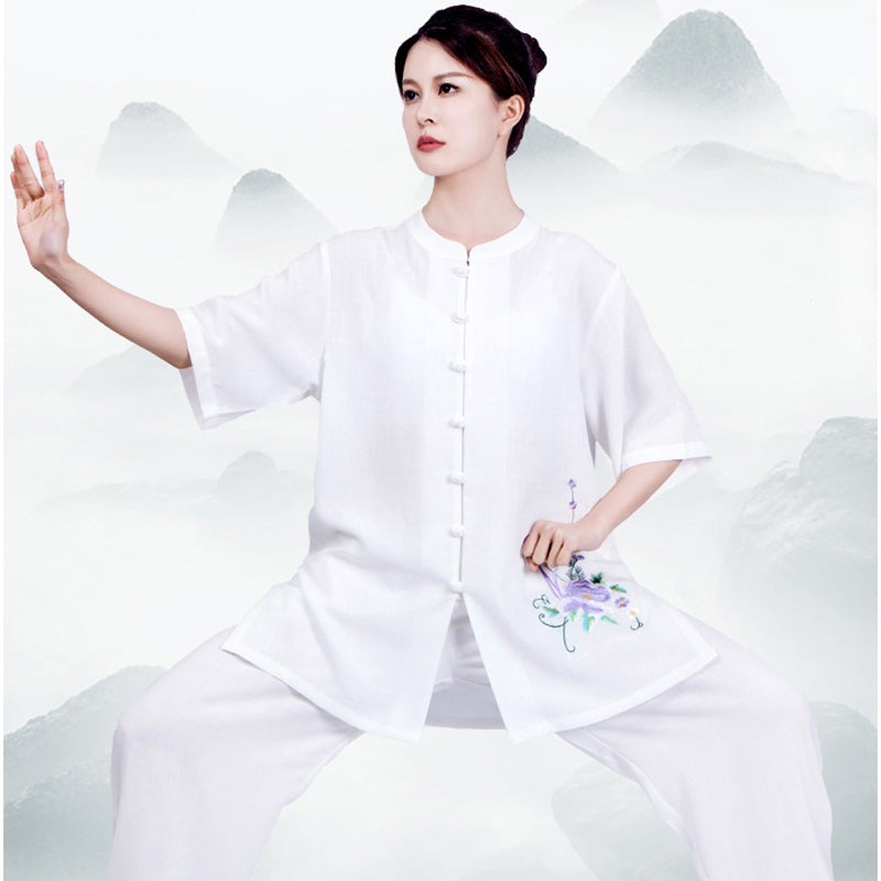 LUYIMEIDI Small Button Embroidery Long Sleeve Tai Chi Suit