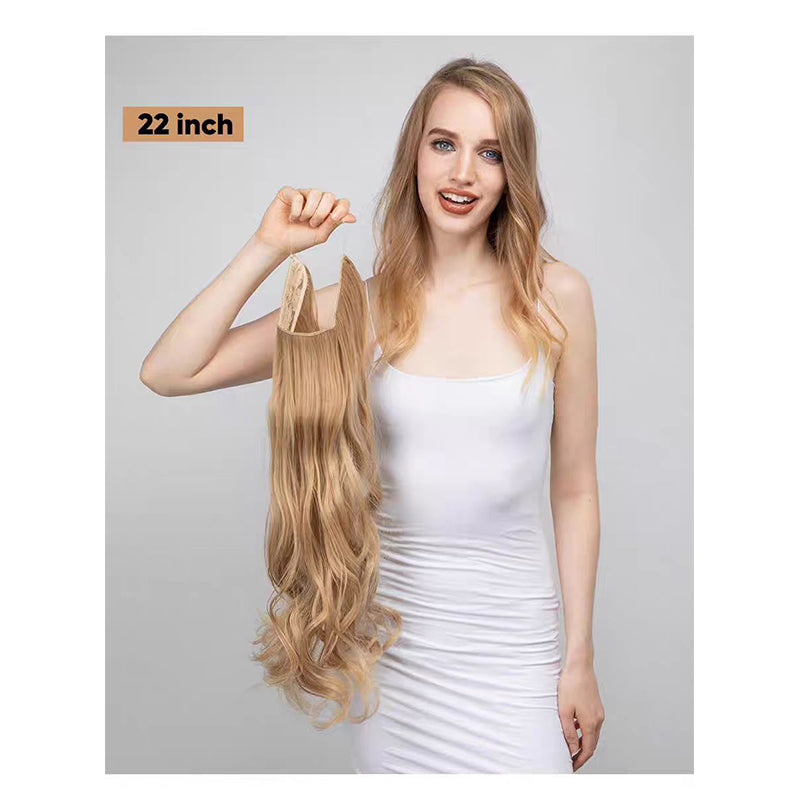 aoxuan Wig piece female fishing line hair extension piece foreign trade chemical fiber matte high temperature long curly hair(Starting batch 100) Natural hair long curly hair