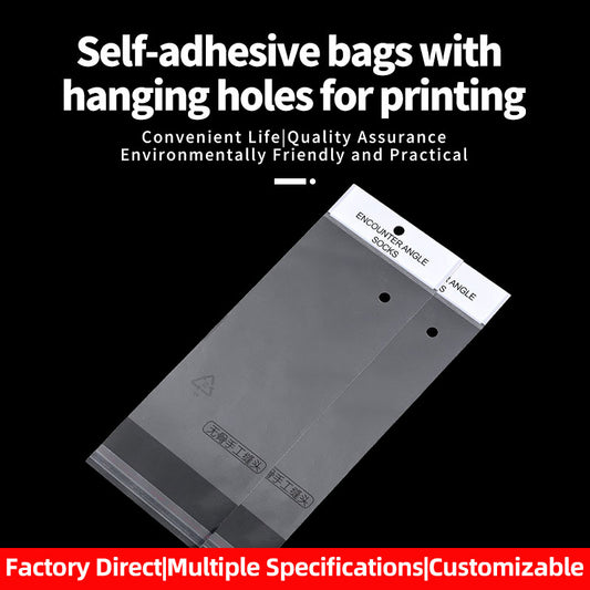 HePing Self-adhesive bags with hanging holes for printing(Price please ask customer service)Packaging Bags Self-sealing plastic department store