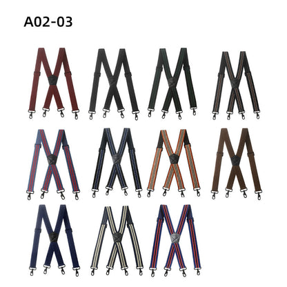 JinKang Men's black hook suspenders straps straps Corn pattern elastic lengthening suit pants straps fat man elastic shoulder straps Wide Powerful trouser belt