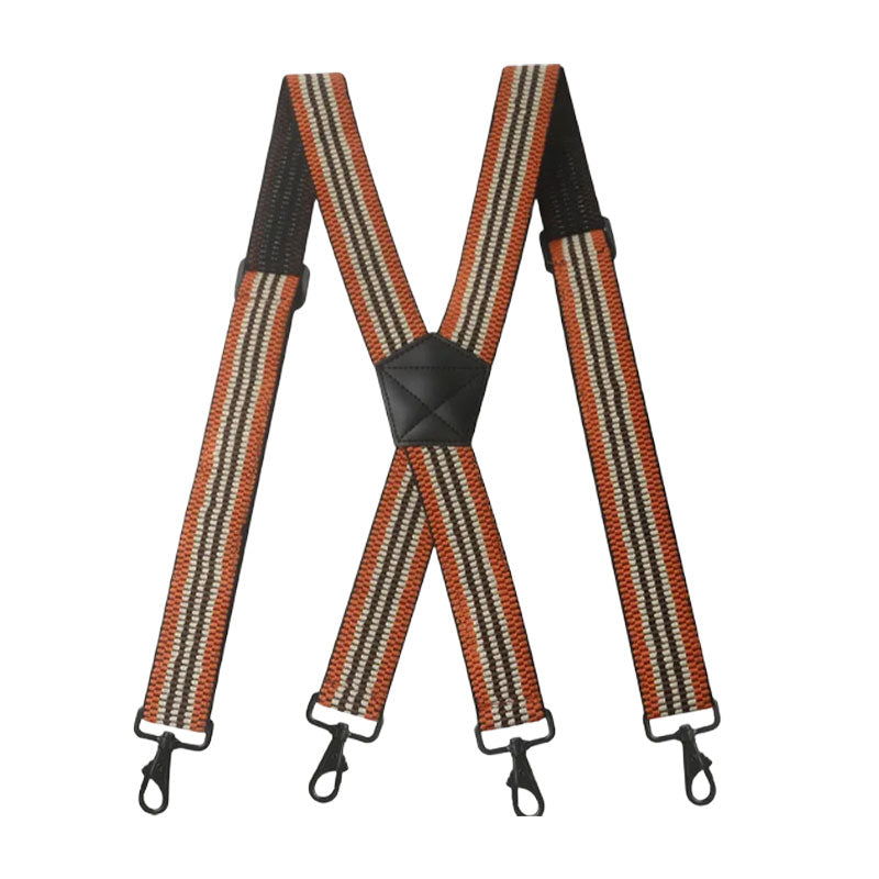 JinKang Men's black hook suspenders straps straps Corn pattern elastic lengthening suit pants straps fat man elastic shoulder straps Wide Powerful trouser belt