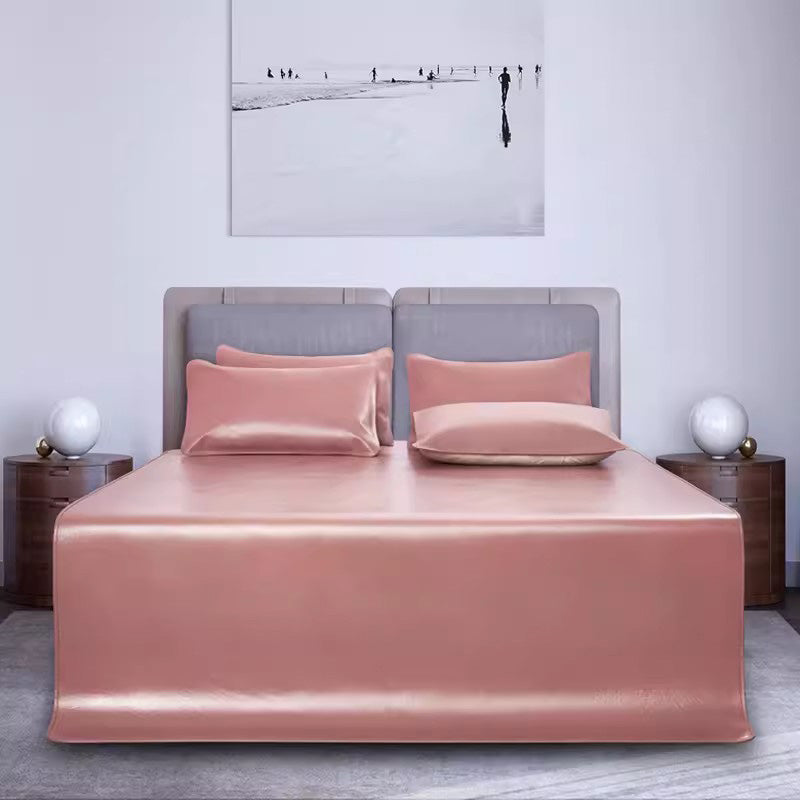 QIYI  Nude Pink Soft Mats 5.5 (with pillowcase) Thickened leather folding soft mat for two people's comfort. Thickened leather mattress, premium top layer cowhide cool mat
