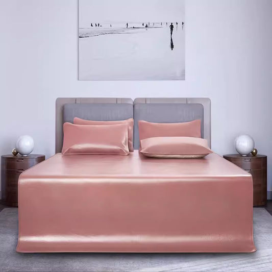 QIYI  Nude Pink Soft Mats 5.5 (with pillowcase) Thickened leather folding soft mat for two people's comfort. Thickened leather mattress, premium top layer cowhide cool mat