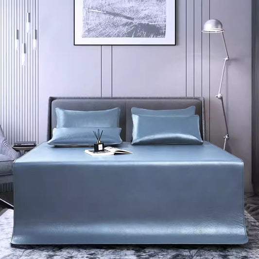 QIYI  Indigo mat 5.5 (with pillowcase) Three piece cowhide mat set for two people, comfortable and thick leather mattress, premium top layer cowhide cool mat