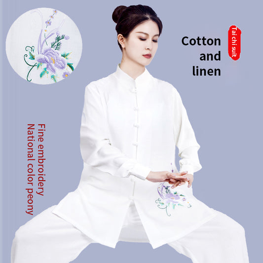 LUYIMEIDI  Small Button Embroidery Short Sleeve Tai Chi Uniform