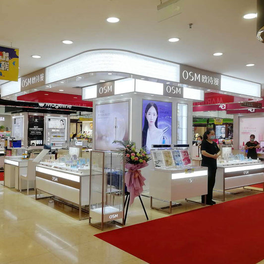TONGJIE  Oshiman Guizhou Zunyi Star City A pavilion display cabinet production and installation (shopping mall brand skin care products display cabinet design production and installation)