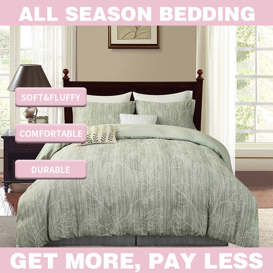 Smartex 4pc Botanical Cotton Jacquard Bedding Set – Comforter Set With Cushion – Sage Green(Price please ask customer service) Natural Fresh Style Boys