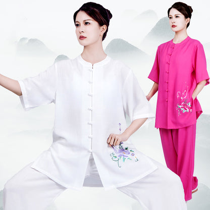 LUYIMEIDI  Small Button Embroidery Long Sleeve Tai Chi Suit