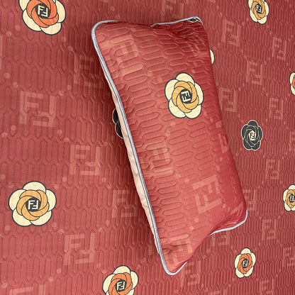 SHANGDIE  Three-piece home textile mat set  Latex ice silk pillowcase with foldable ice silk mat