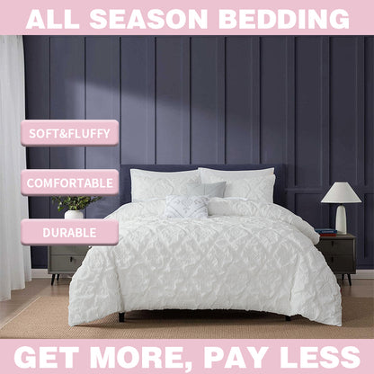 Smartex 5pc Modern Puffy Diamond Polyester Jacquard Bedding Set – Comforter Set With Cushions – White Color(Price please ask customer service) New style Master Bedroom