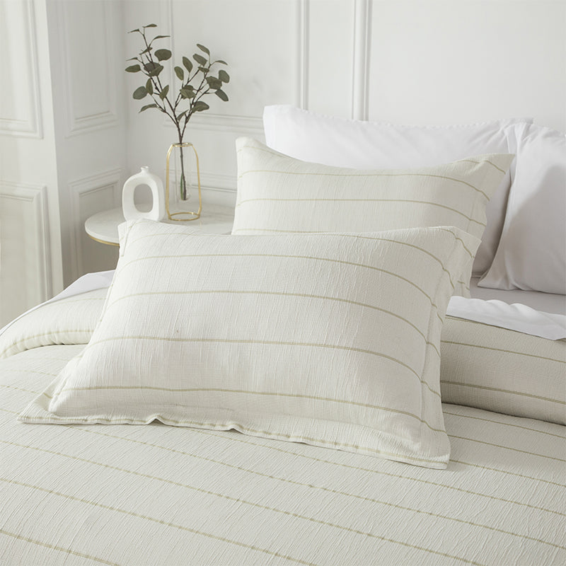 Smartex 8pc Farmhouse Striped Poly Gauze Bedding Set – Comforter Set With Sheet Set & Cushion – Neutral Beige(Price please ask customer service)Bedding Household single and double beds