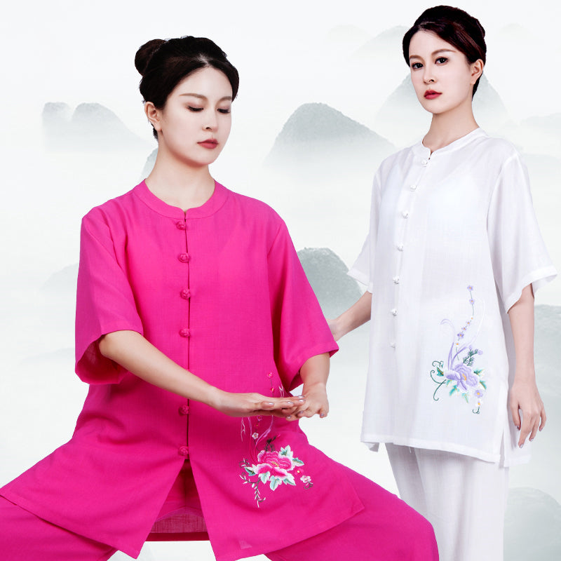 LUYIMEIDI  Small Button Embroidery Long Sleeve Tai Chi Suit