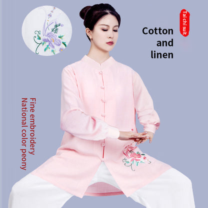 LUYIMEIDI  Small Button Embroidery Short Sleeve Tai Chi Uniform