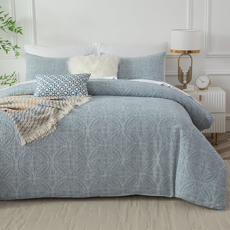 Smartex 5pc Vintage Boho Medallion Cotton Blend Jacquard Bedding Set – Comforter Set & Cushions – Distressed Blue(Price please ask customer service)Minimalist Modern Minimalist