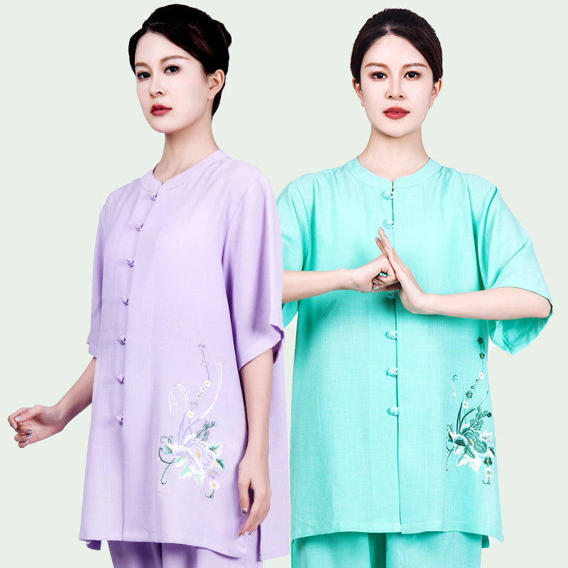LUYIMEIDI  Small Button Embroidery Long Sleeve Tai Chi Suit