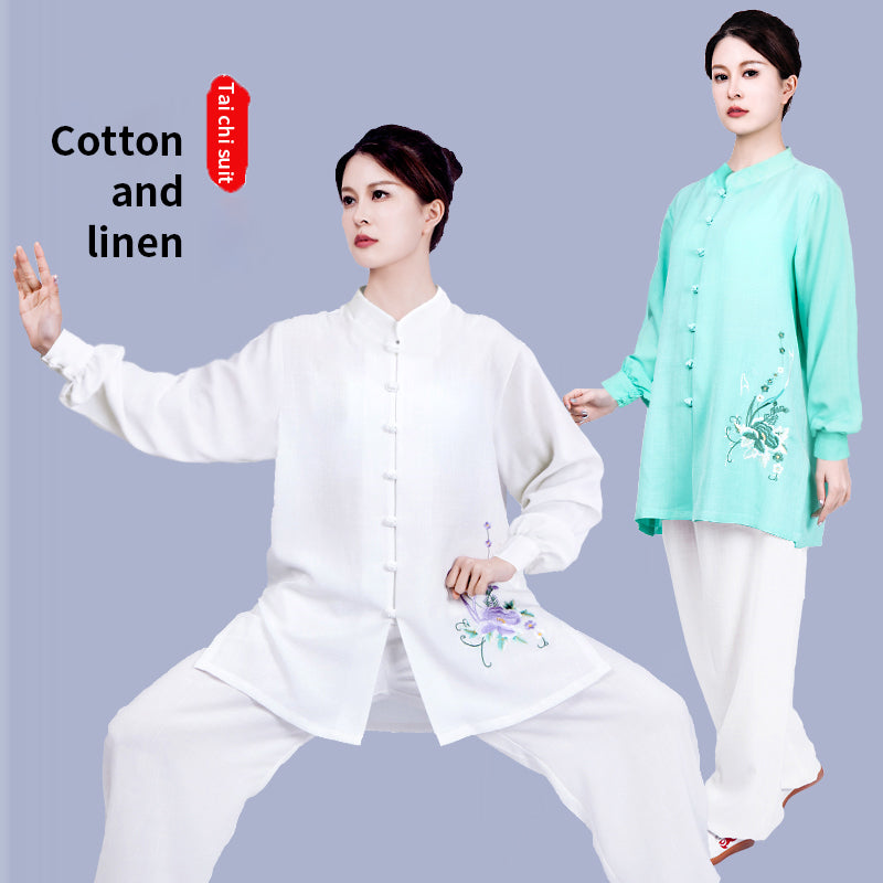 LUYIMEIDI  Small Button Embroidery Short Sleeve Tai Chi Uniform