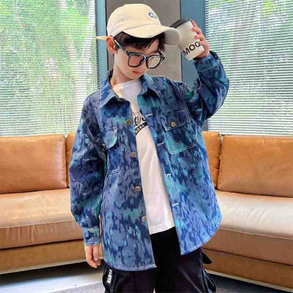 ZHONGRUI  2022 Fall graffiti denim coat