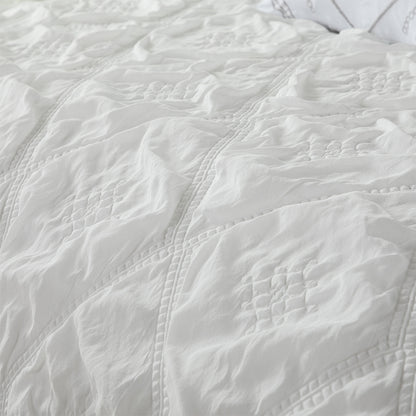 Smartex 5pc Modern Puffy Diamond Polyester Jacquard Bedding Set – Comforter Set With Cushions – White Color(Price please ask customer service) New style Master Bedroom