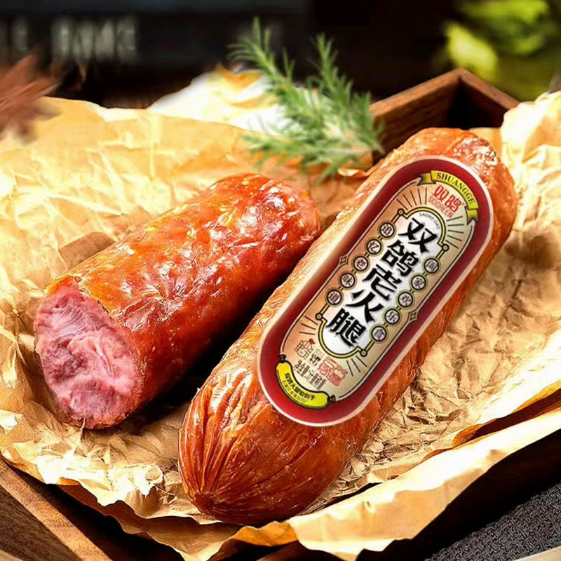 SOGREEN FOOD  Double Pigeon Shijiazhuang Double Pigeon Old Ham Hebei Speciality Pork Smoked Ham Instant Tendon Meat Round Ham hand-torn Pure meat sausage