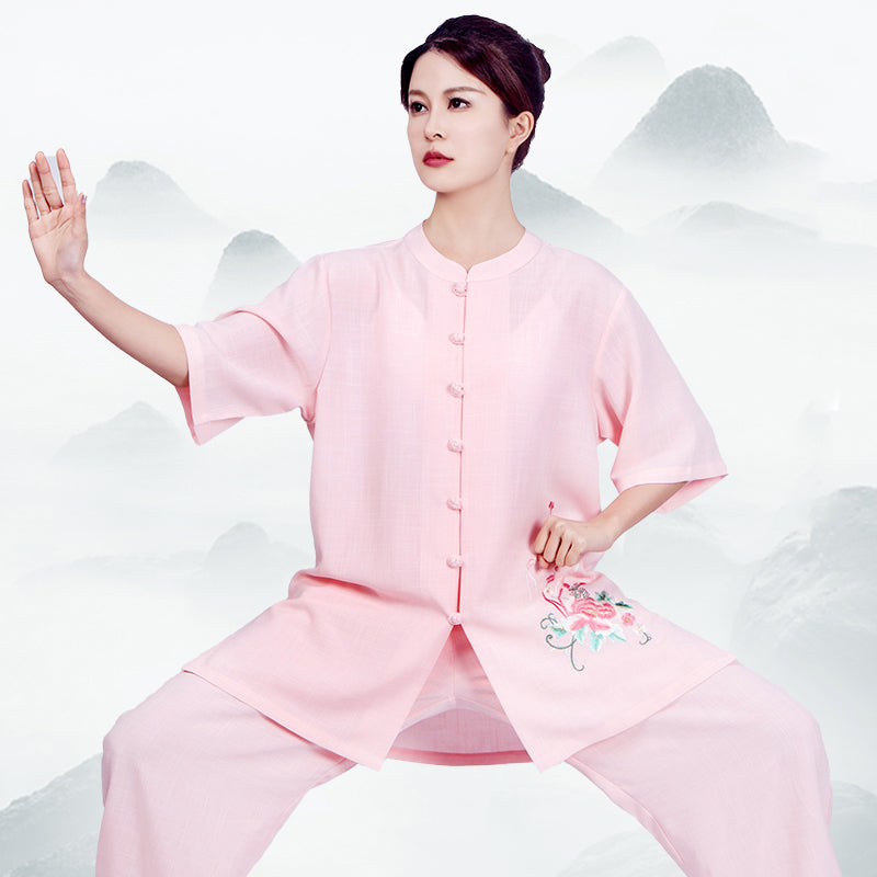 LUYIMEIDI  Small Button Embroidery Long Sleeve Tai Chi Suit