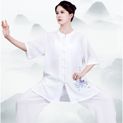 LUYIMEIDI  Small Button Embroidery Long Sleeve Tai Chi Suit