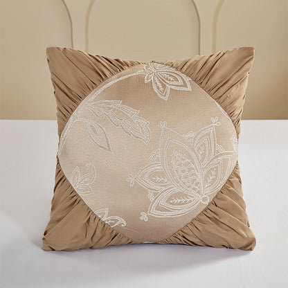 Smartex 8pc Luxury Floral Polyester Jacquard Bedding Set – Comforter Set With Cushions – Champagne?Gold(Price please ask customer service)No fading or pilling Teenage champagne color