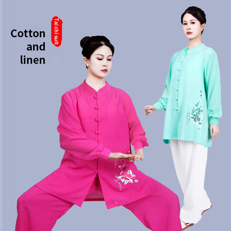 LUYIMEIDI  Small Button Embroidery Short Sleeve Tai Chi Uniform
